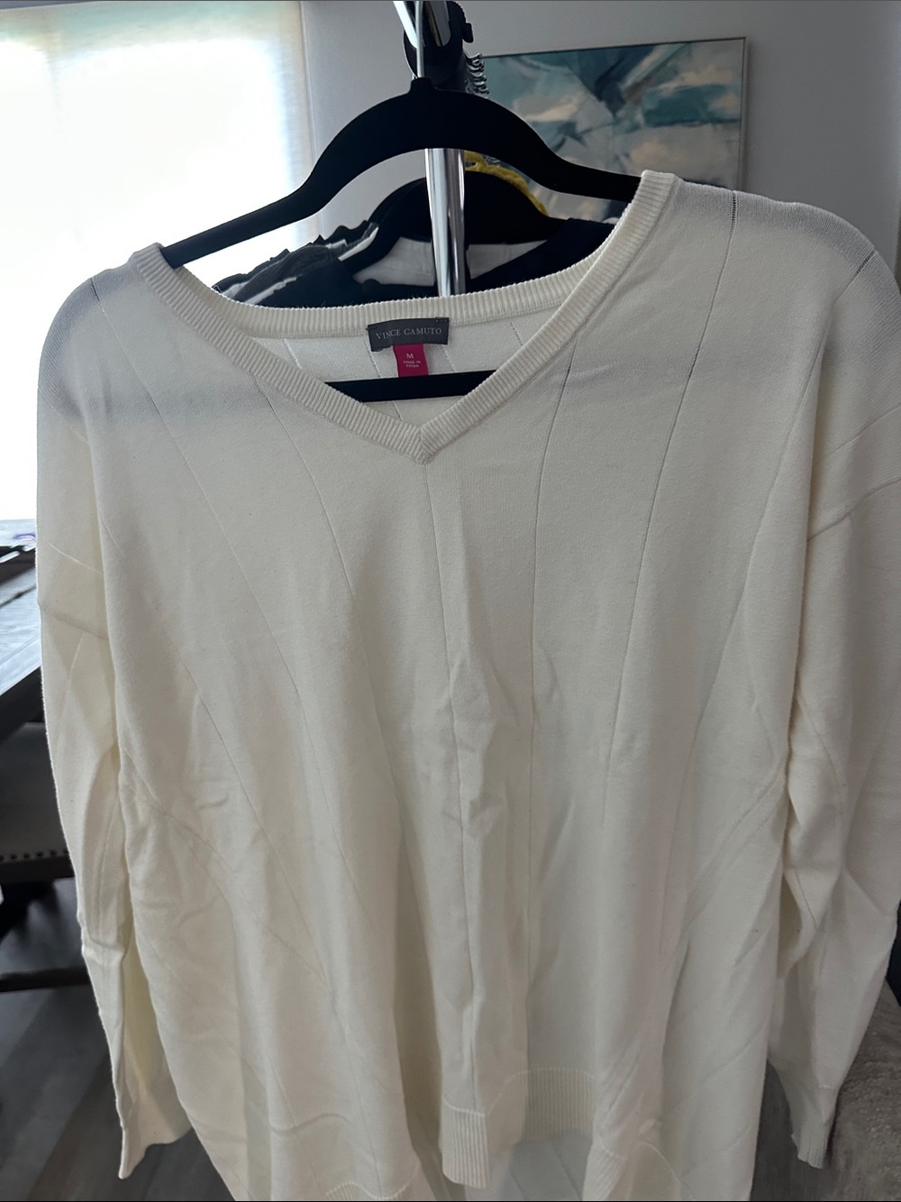 Vince Camuto Off-White V-Neck Knit Sweater